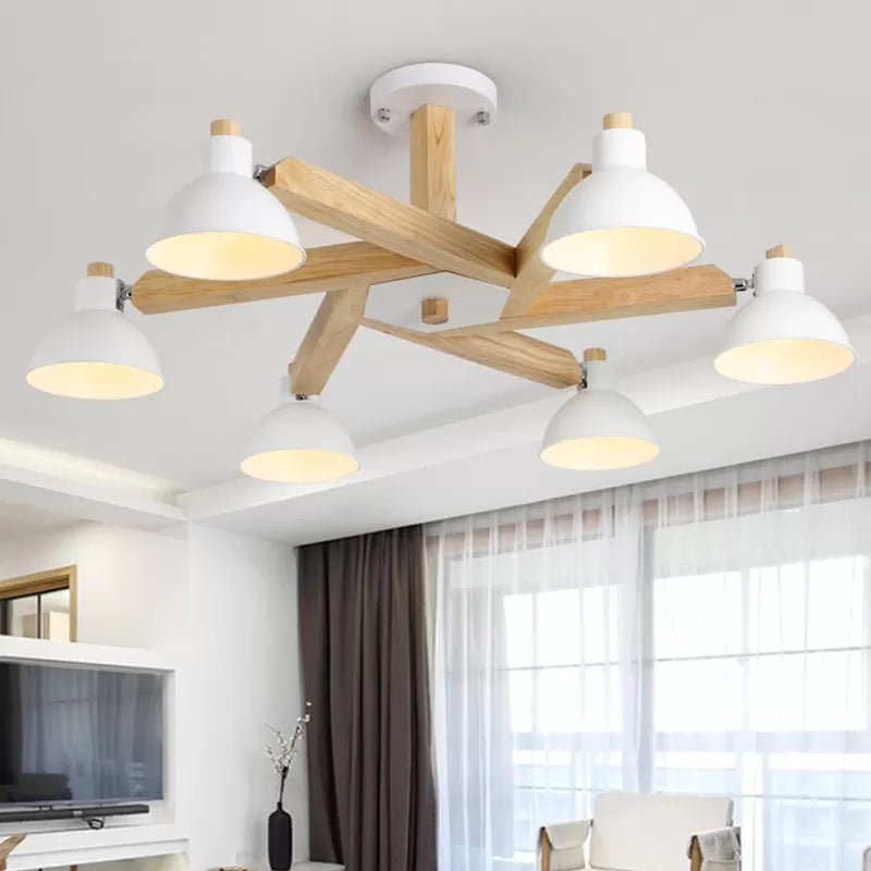 Rotatable Wood Ceiling Light 6 Lights Modern Nordic Chandelier - Rebooters