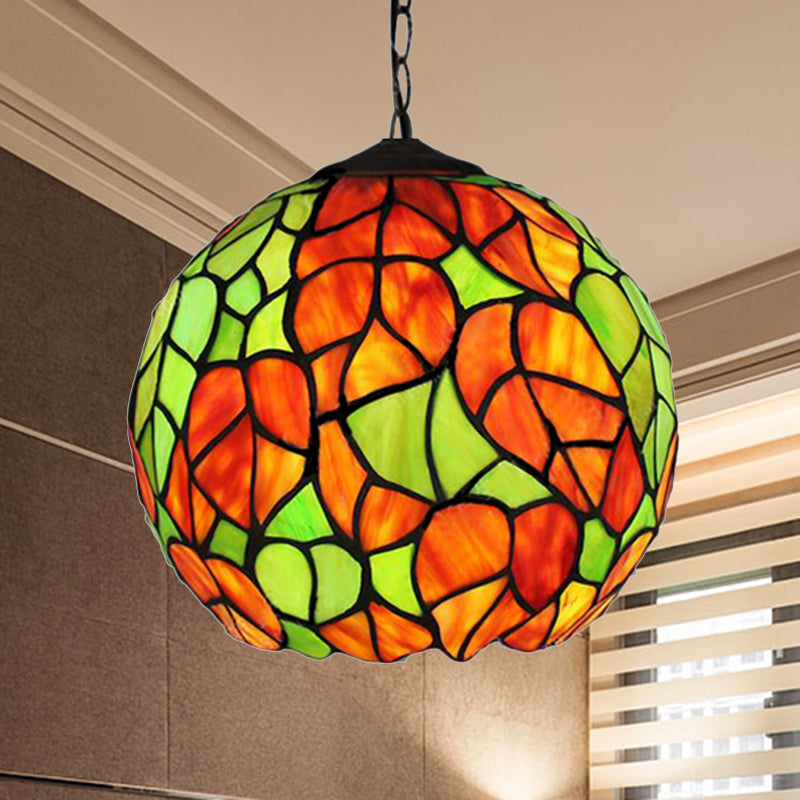 Global Pendant Light Tiffany-Style Stained Glass Antique Bronze 1 Head Ceiling Light 10 inch Wide - Rebooters