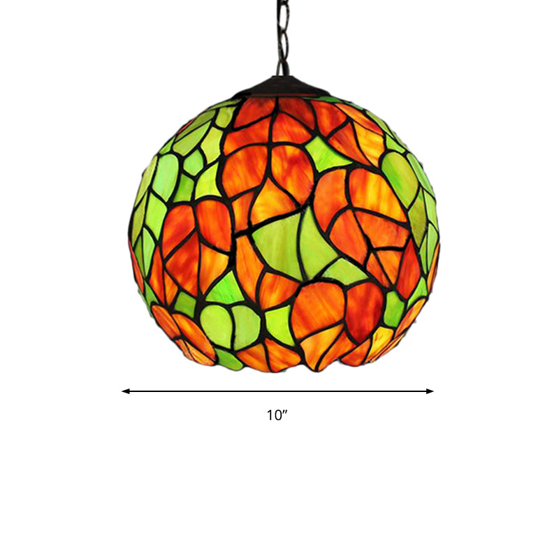 Global Pendant Light Tiffany-Style Stained Glass Antique Bronze 1 Head Ceiling Light 10 inch Wide - Rebooters