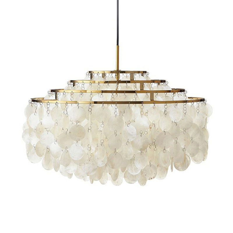 White 4 Layers Chandelier Vintage Shell 6-Light Fixture - Rebooters