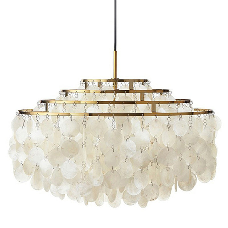 White 4 Layers Chandelier Vintage Shell 6-Light Fixture - Rebooters