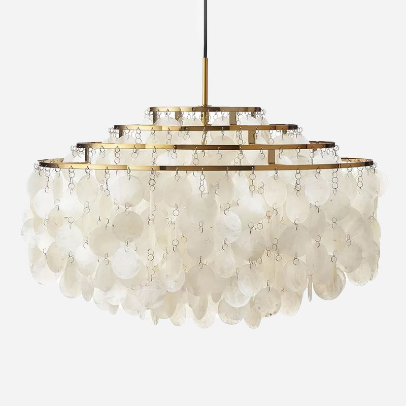 White 4 Layers Chandelier Vintage Shell 6-Light Fixture - Rebooters