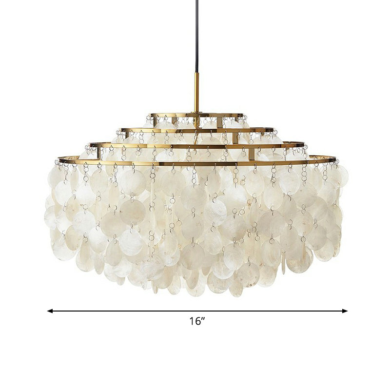 White 4 Layers Chandelier Vintage Shell 6-Light Fixture - Rebooters