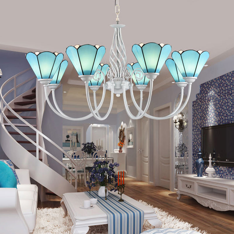Conical Hanging Ceiling Light Mediterranean Blue Chandelier - Rebooters