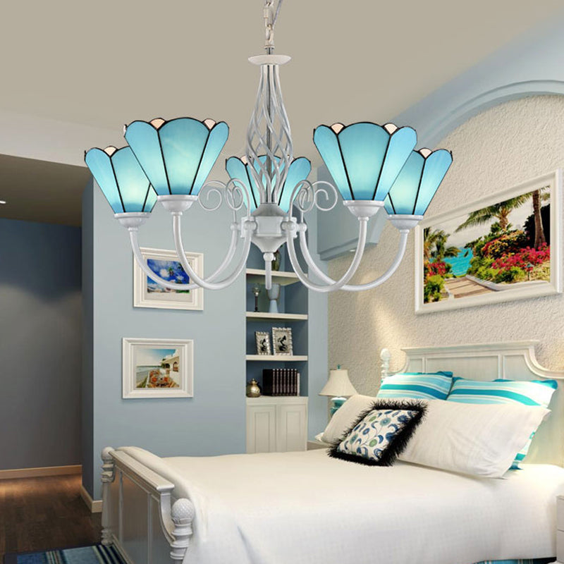 Conical Hanging Ceiling Light Mediterranean Blue Chandelier - Rebooters