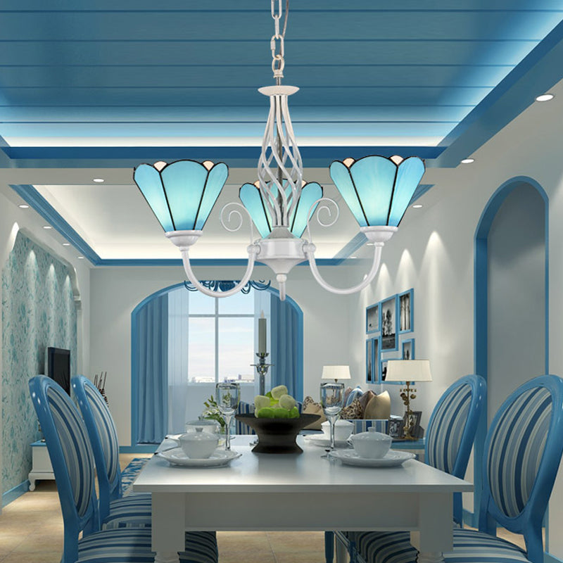 Conical Hanging Ceiling Light Mediterranean Blue Chandelier - Rebooters