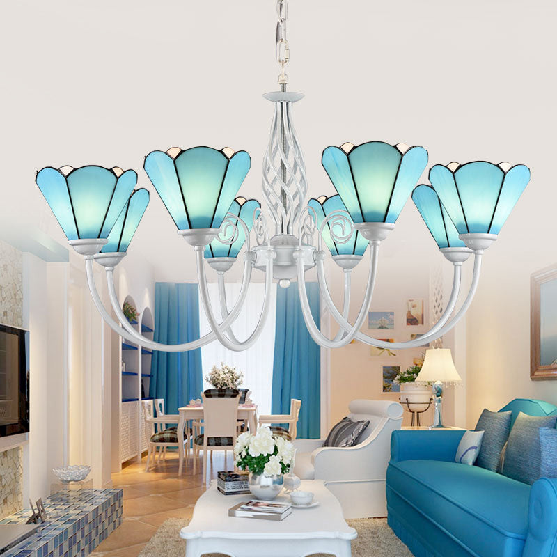 Conical Hanging Ceiling Light Mediterranean Blue Chandelier - Rebooters