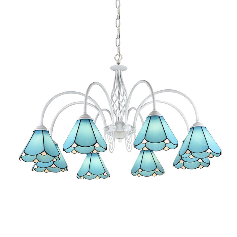 Conical Hanging Ceiling Light Mediterranean Blue Chandelier - Rebooters