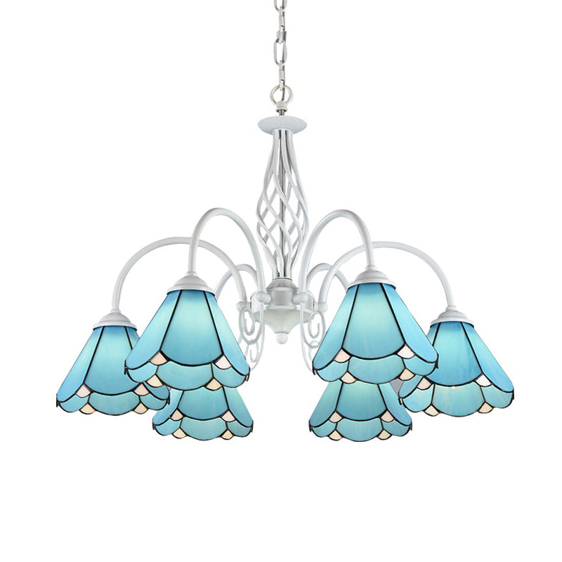 Conical Hanging Ceiling Light Mediterranean Blue Chandelier - Rebooters