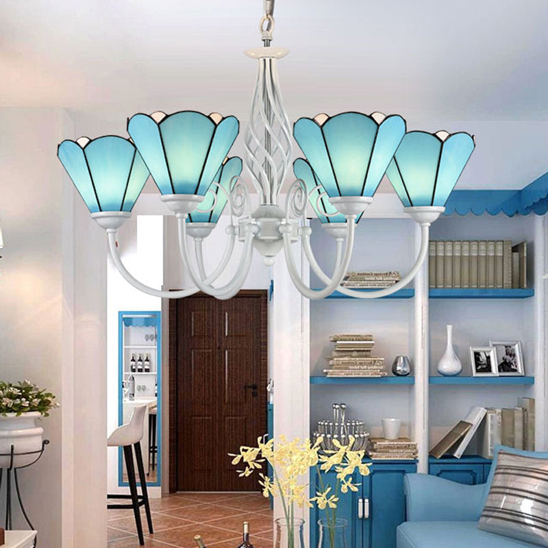 Conical Hanging Ceiling Light Mediterranean Blue Chandelier - Rebooters