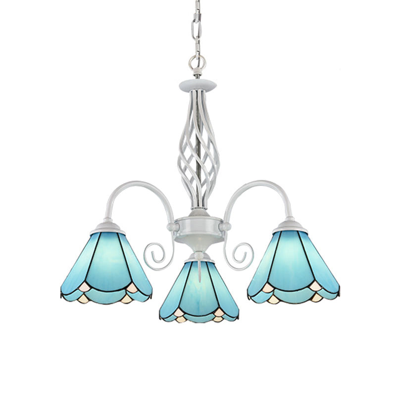 Conical Hanging Ceiling Light Mediterranean Blue Chandelier - Rebooters