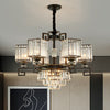 Vintage Square Chandelier Light Prismatic Crystal Lamp Black - Rebooters