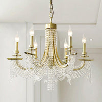 Baroque Candle Chandelier 6-Bulb Metal Lighting Gold - Rebooters