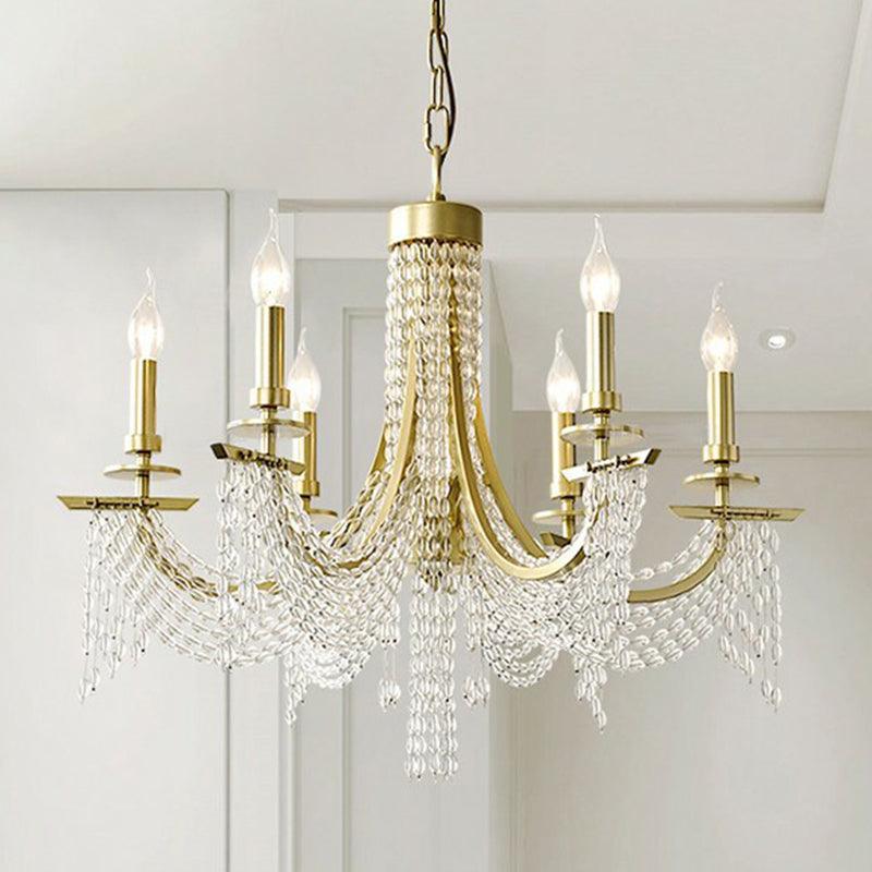 Baroque Candle Chandelier 6-Bulb Metal Lighting Gold - Rebooters