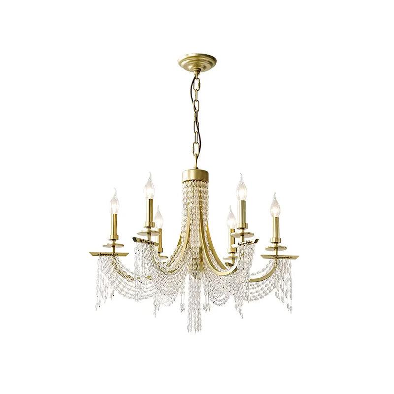 Baroque Candle Chandelier 6-Bulb Metal Lighting Gold - Rebooters