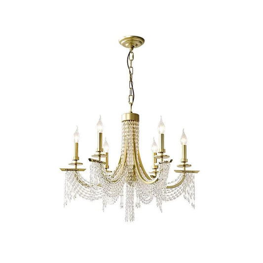 Baroque Candle Chandelier 6-Bulb Metal Lighting Gold - Rebooters