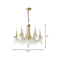 Baroque Candle Chandelier 6-Bulb Metal Lighting Gold - Rebooters