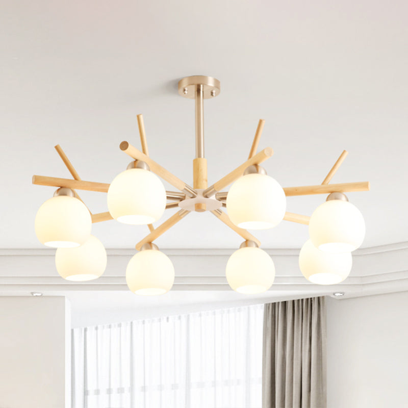 Dome Ceiling Chandelier Minimalist White Glass Living Room Light - Rebooters