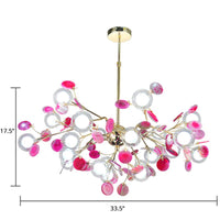 Artistic Leaf Suspension Lighting Agate Chandelier 33.5 Inch - Rebooters