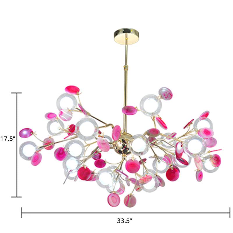 Artistic Leaf Suspension Lighting Agate Chandelier 33.5 Inch - Rebooters