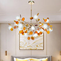 Artistic Leaf Suspension Lighting Agate Chandelier 33.5 Inch - Rebooters