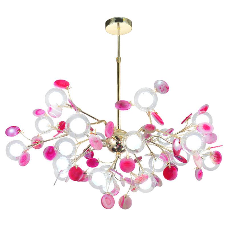 Artistic Leaf Suspension Lighting Agate Chandelier 33.5 Inch - Rebooters