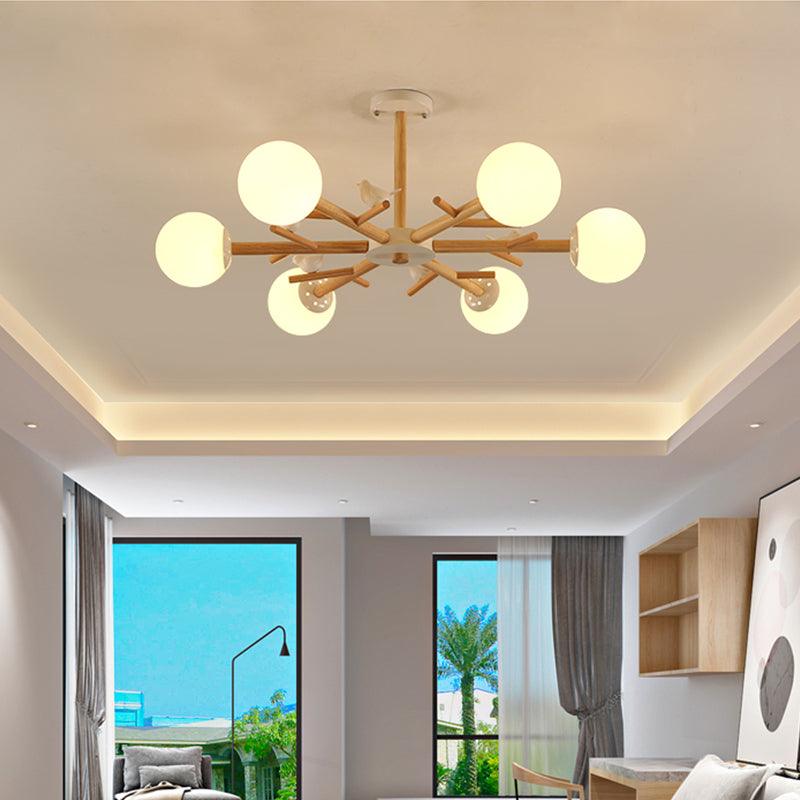 Ball Chandelier Lighting Nordic Cream Glass Living Room Light - Rebooters