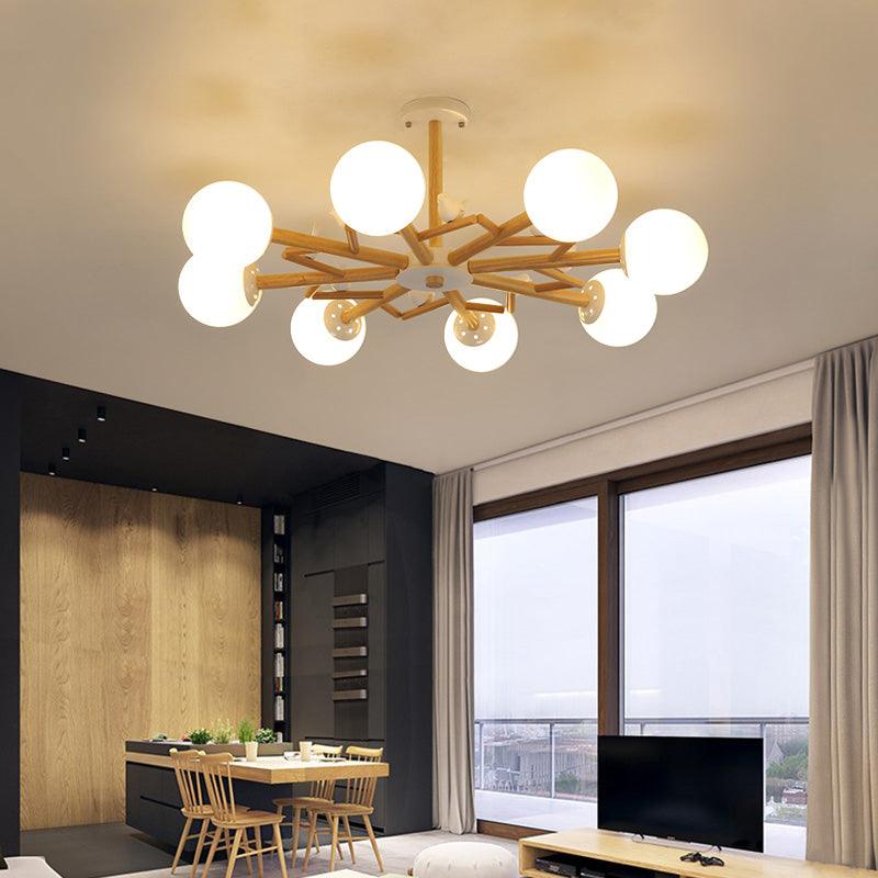 Ball Chandelier Lighting Nordic Cream Glass Living Room Light - Rebooters