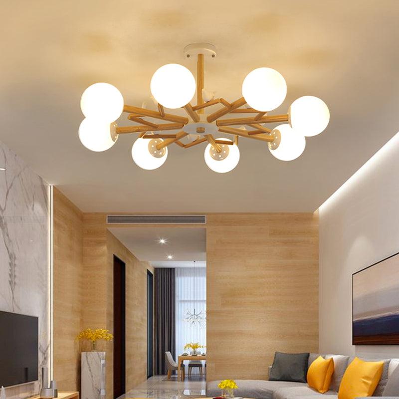 Ball Chandelier Lighting Nordic Cream Glass Living Room Light - Rebooters