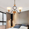 Opal Frosted Glass Bowl Up Chandelier Nordic Wood Ceiling Light - Rebooters