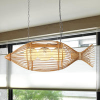 Bamboo Fish Shaped Chandelier Lighting Asian Style 39"/57" - Rebooters