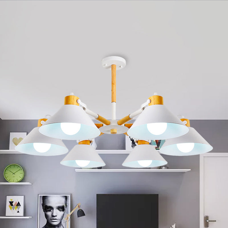 Dinging Room Cone Hanging Lamp Metal 6 Lights Pendant Light - Rebooters