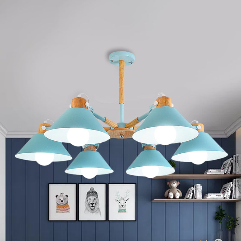 Dinging Room Cone Hanging Lamp Metal 6 Lights Pendant Light - Rebooters