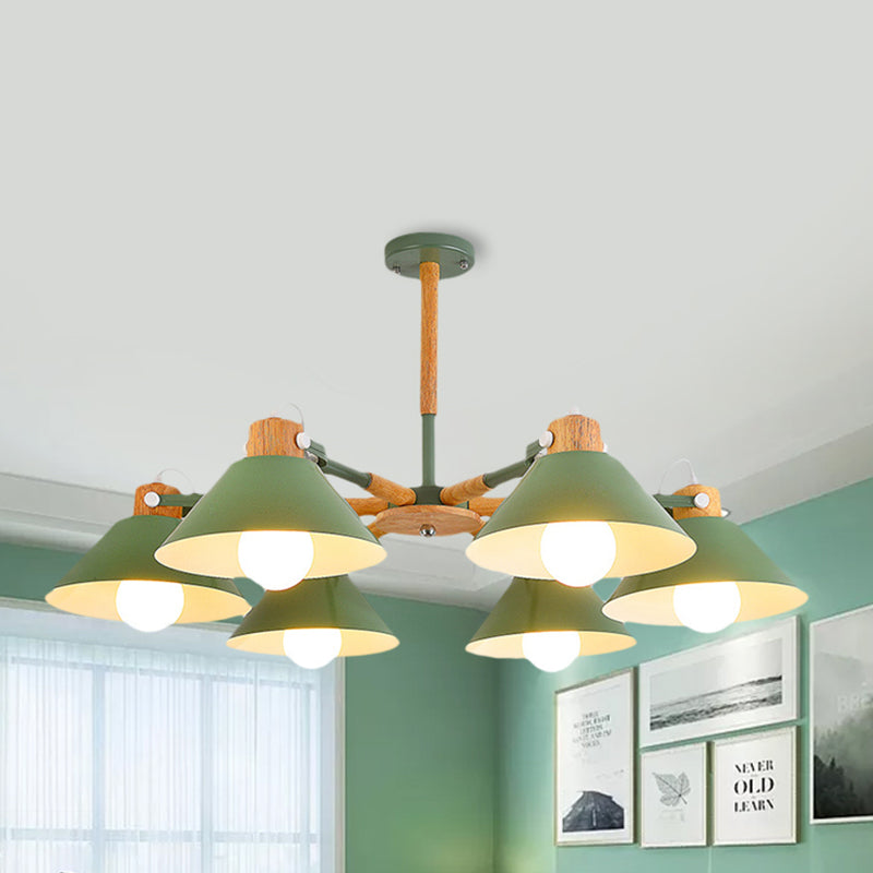 Dinging Room Cone Hanging Lamp Metal 6 Lights Pendant Light - Rebooters