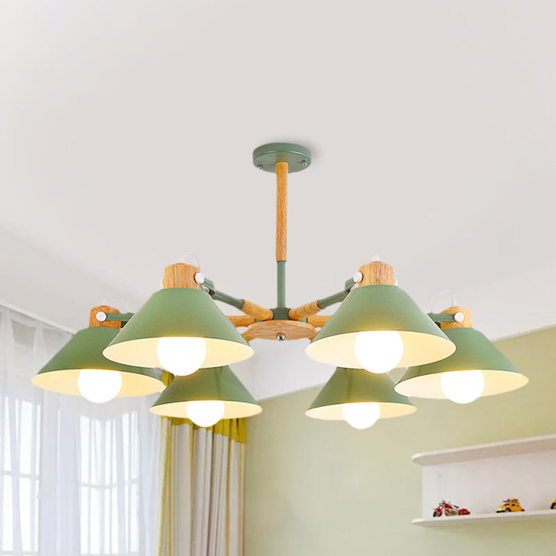 Dinging Room Cone Hanging Lamp Metal 6 Lights Pendant Light - Rebooters