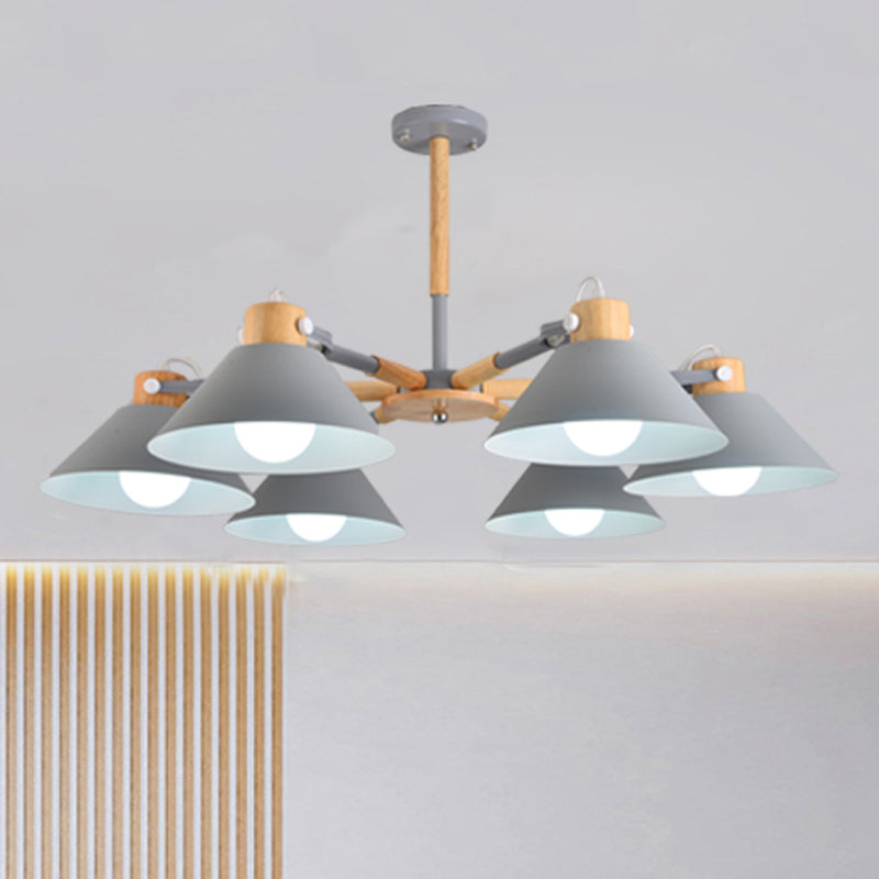 Dinging Room Cone Hanging Lamp Metal 6 Lights Pendant Light - Rebooters