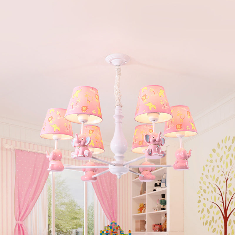 Tapered Shade Chandelier with Sitting Elephant Metal Light - Rebooters