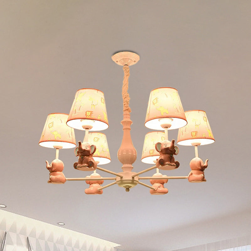 Tapered Shade Chandelier with Sitting Elephant Metal Light - Rebooters