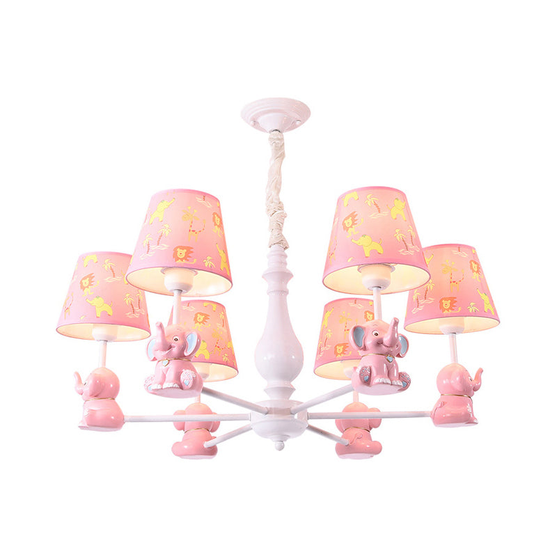 Tapered Shade Chandelier with Sitting Elephant Metal Light - Rebooters