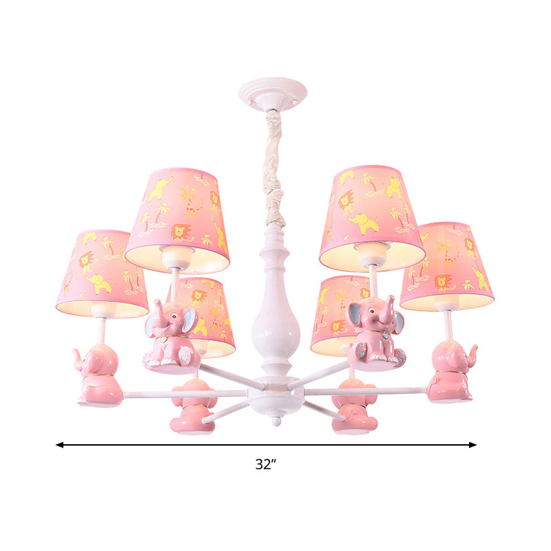 Tapered Shade Chandelier with Sitting Elephant Metal Light - Rebooters
