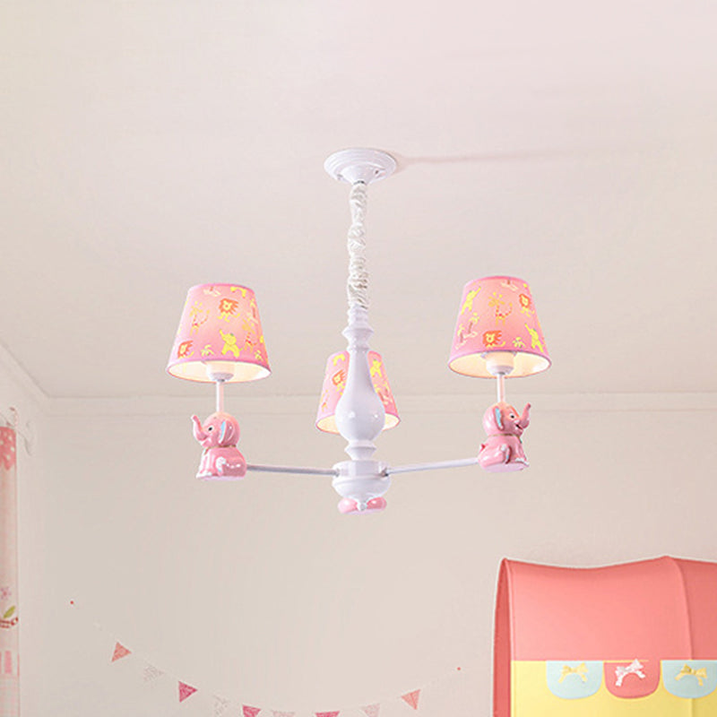 Tapered Shade Chandelier with Sitting Elephant Metal Light - Rebooters