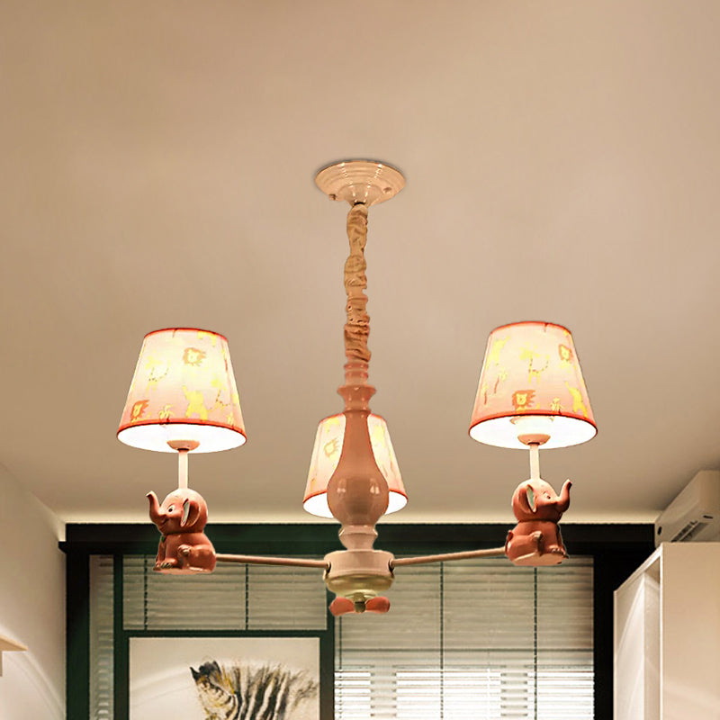 Tapered Shade Chandelier with Sitting Elephant Metal Light - Rebooters