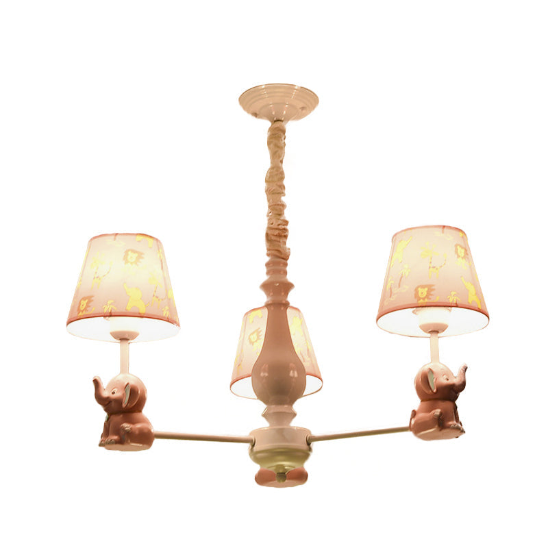 Tapered Shade Chandelier with Sitting Elephant Metal Light - Rebooters