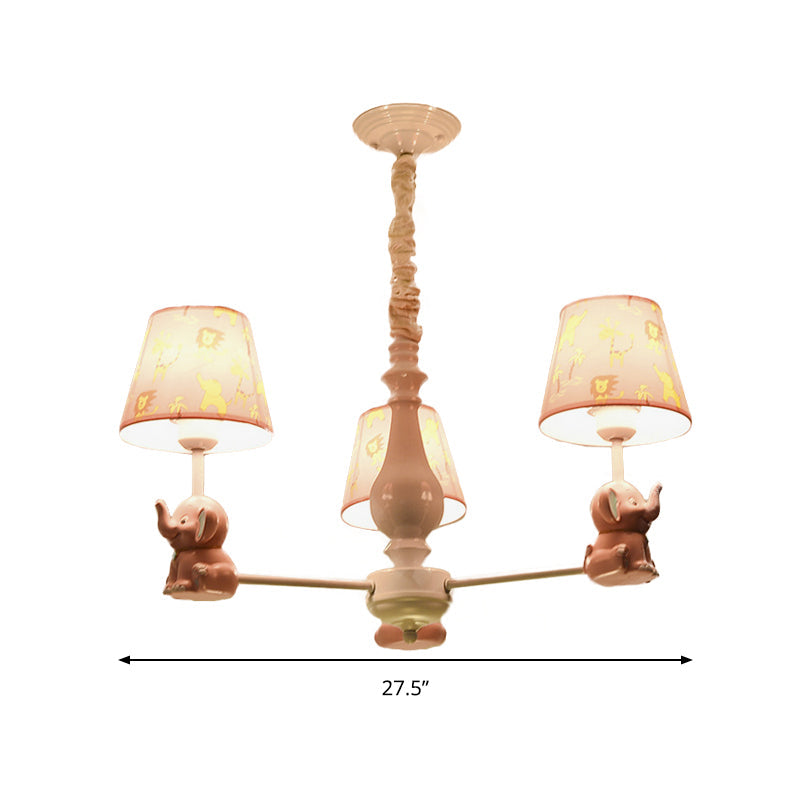 Tapered Shade Chandelier with Sitting Elephant Metal Light - Rebooters