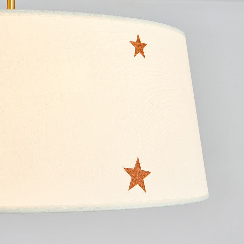 Fabric Drum Chandelier with Star Adult Bedroom Pendant Light - Rebooters