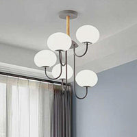 3/5 Lights Living Room Hanging Lamp with Pearl Glass Shade - Rebooters