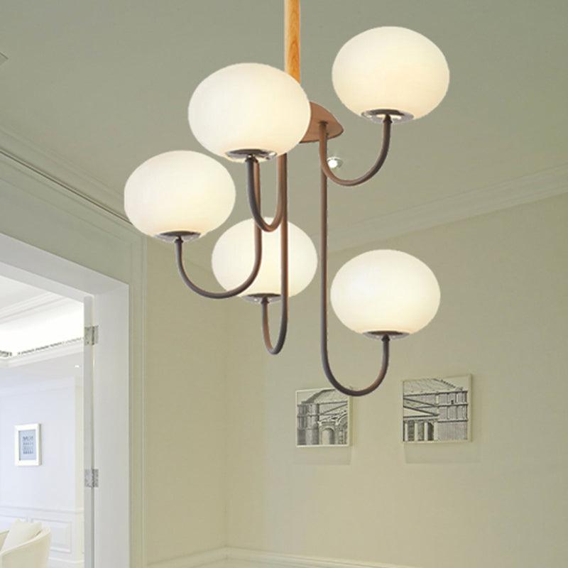 3/5 Lights Living Room Hanging Lamp with Pearl Glass Shade - Rebooters