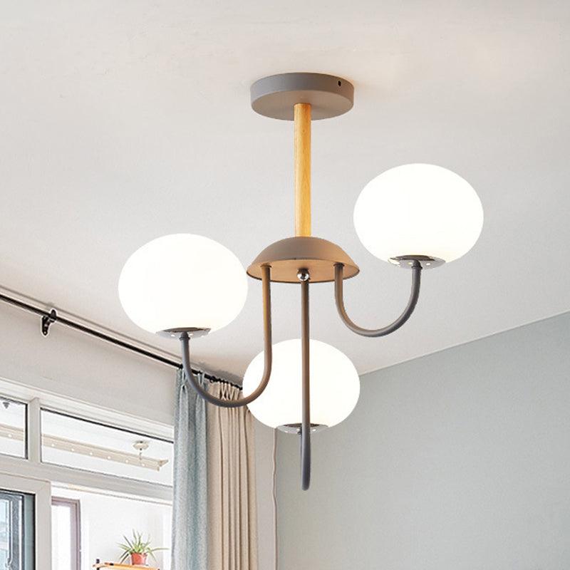 3/5 Lights Living Room Hanging Lamp with Pearl Glass Shade - Rebooters