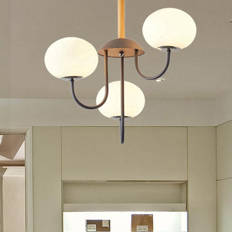 3/5 Lights Living Room Hanging Lamp with Pearl Glass Shade - Rebooters