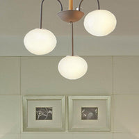 3/5 Lights Living Room Hanging Lamp with Pearl Glass Shade - Rebooters
